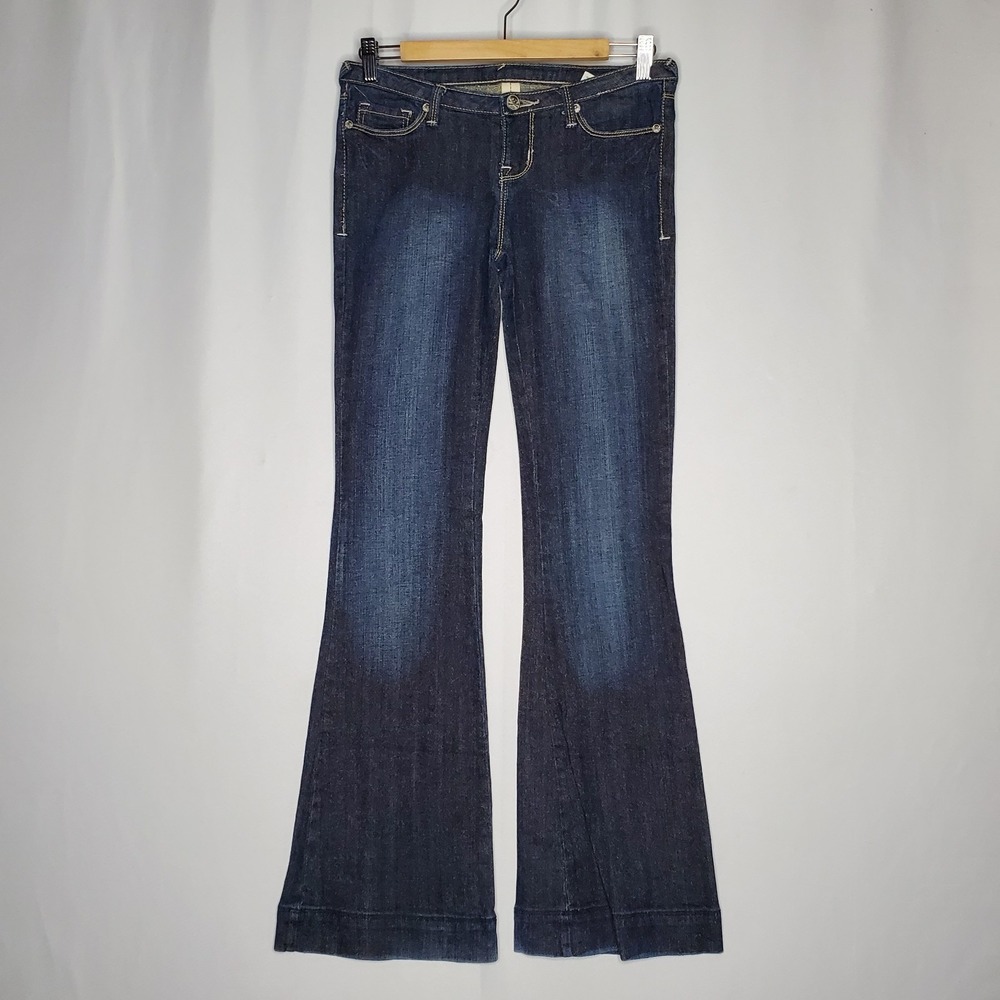 YNQ Jeans Jrs Womens 1 Blue‎ Sparkle Low Rise Flare Bell Bottom Leg Y2K Coquette